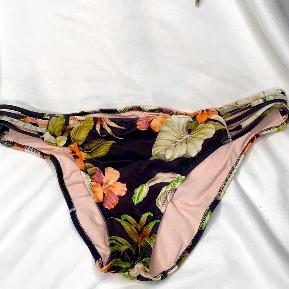 Shade & Shore Bikini Tropical Palms BOHO Ruching on Bottoms - Picture 3 of 6